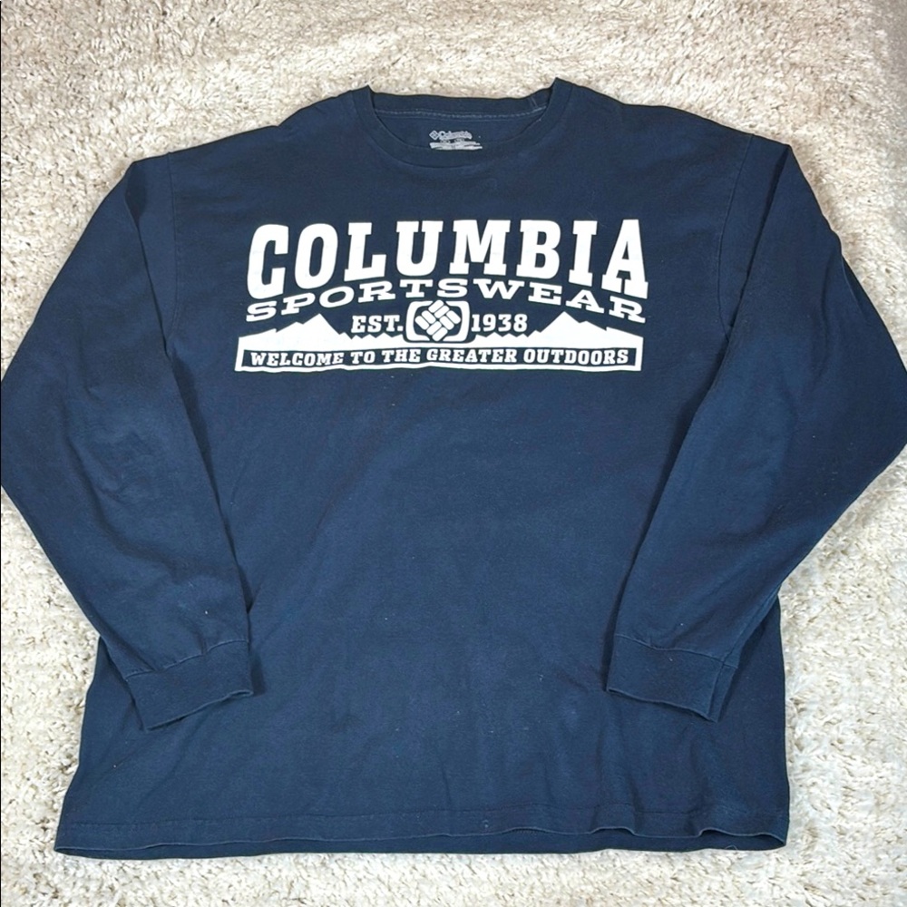 Columbia Men's Greater Outdoors Navy Blue Long Sleeve T-Shirt, Size XL